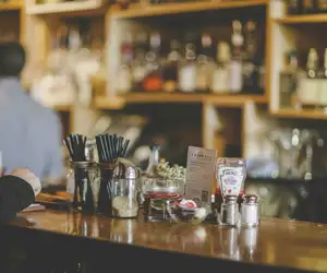 The bar at Insomnia Restaurant and Lounge, located on Bloor Street West near Bathurst in the Annex, Toronto.