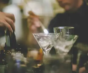 Cocktails at the bar at Insomnia Restaurant and Lounge, located on Bloor Street West near Bathurst in the Annex, Toronto.