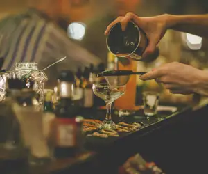 Mixing Cocktail from the bar at Insomnia Restaurant and Lounge, located on Bloor St West near Bathurst in the Annex, Toronto.